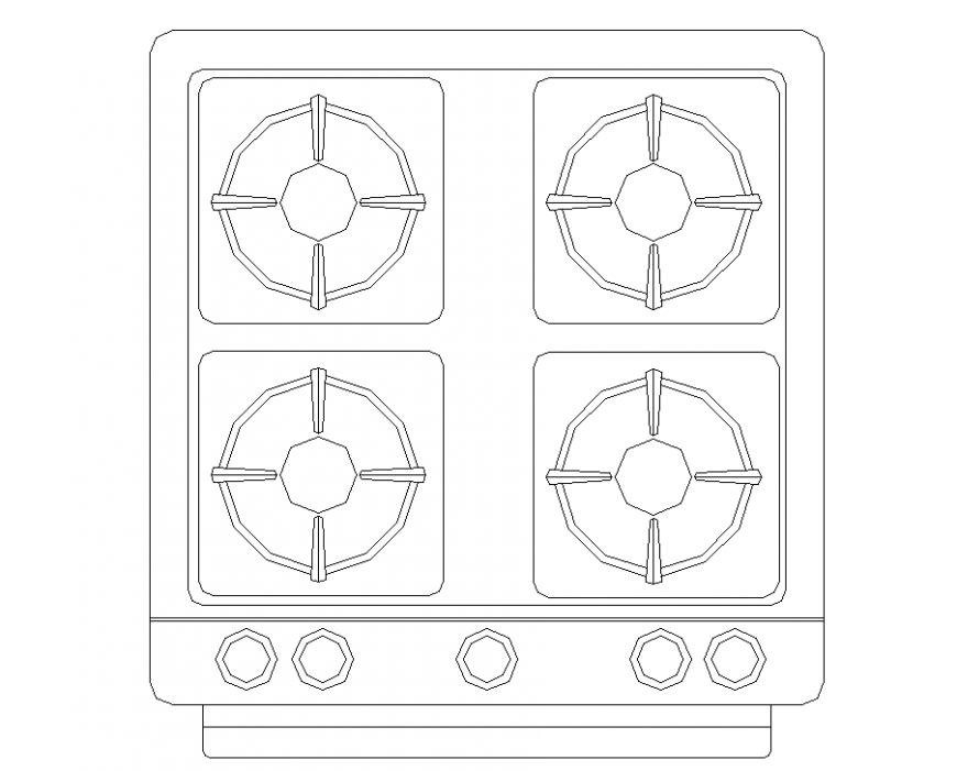 The plan of a stove detail dwg file. Cadbull