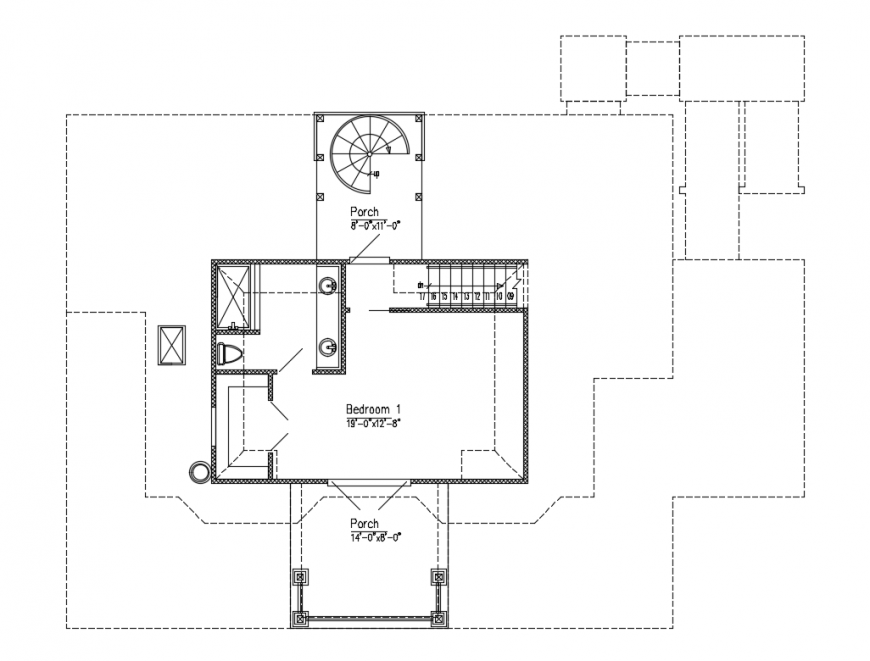 Third Floor Layout Plan Details Of Pent House Cad Drawing