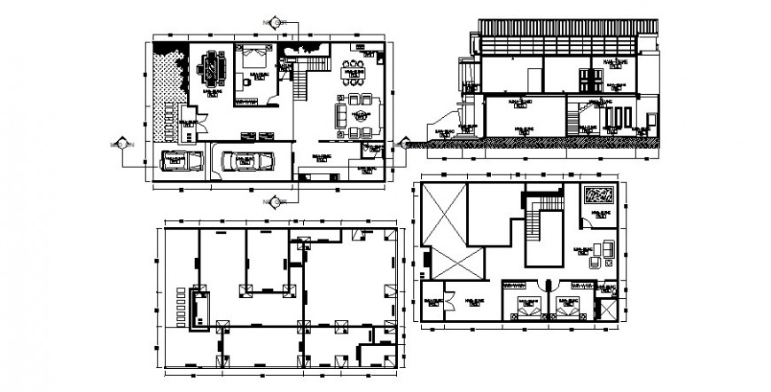  Two  story  house  section floor plan  and foundation  plan  