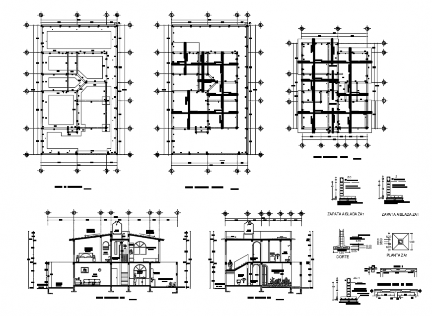  Two  story  house  sectional foundation  plan  and 
