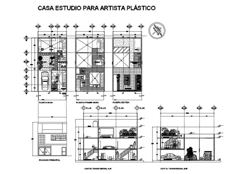 Two Story Residential House Elevation Section And Plan Details Dwg File Cadbull