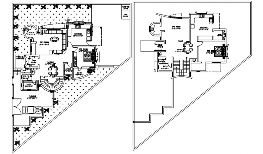 Two story simple  house  floor plan  distribution cad drawing  
