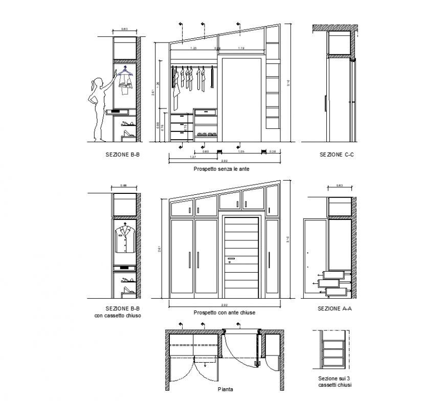 Wardrobe Plan,elevation And Sectional Detail Dwg File 07082018122756 
