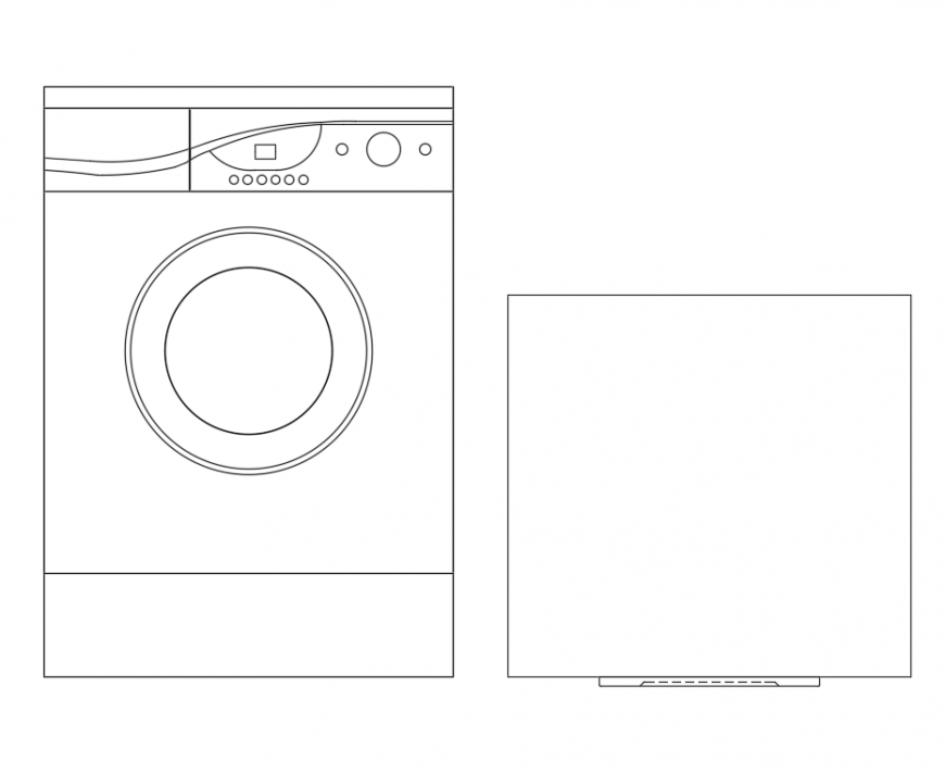 Washing Machine For House Hold Front And Top View Cad Block Design Dwg