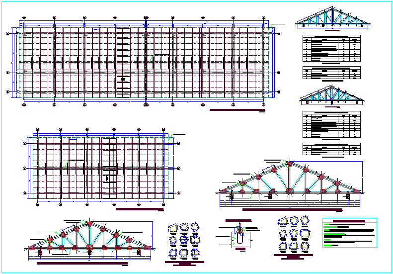 wooden trusses structure view with detail and part list dwg file - Cadbull