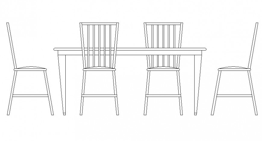 Wooden simple dining table elevation block cad drawing ...