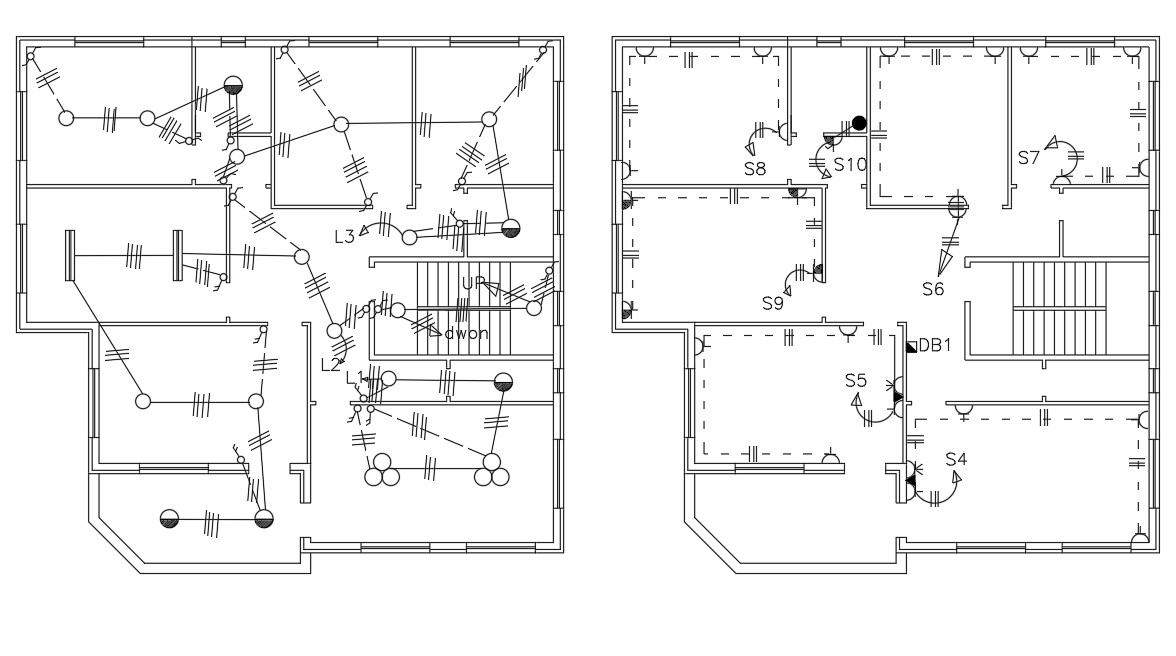 working design bungalow electrical plan - Cadbull