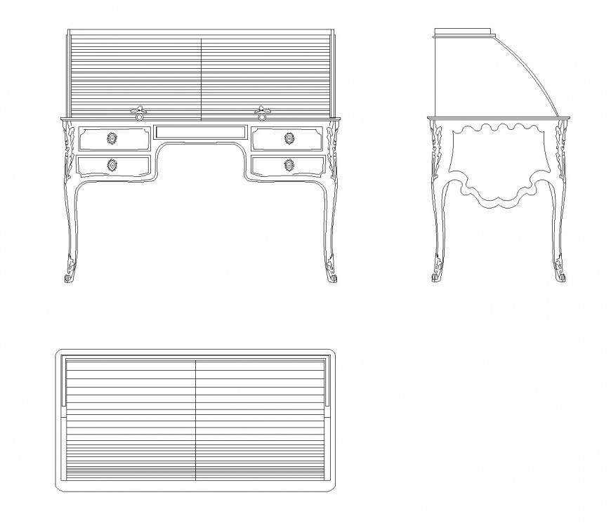 Writing Desk Cad Block Autocad File Cadbull